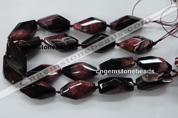 CAA518 20*40mm faceted & twisted nuggets agate druzy geode beads