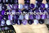 CAA5182 15.5 inches 14mm faceted round banded agate beads