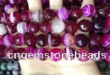 CAA5189 15.5 inches 14mm faceted round banded agate beads