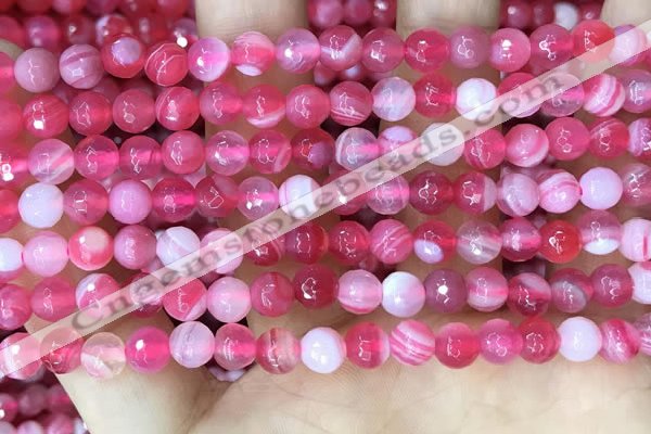 CAA5192 15.5 inches 6mm faceted round banded agate beads