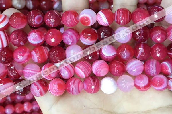 CAA5195 15.5 inches 12mm faceted round banded agate beads