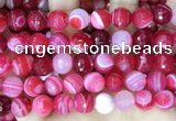 CAA5197 15.5 inches 16mm faceted round banded agate beads