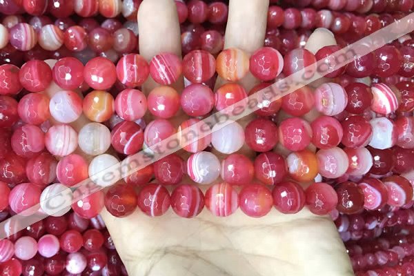 CAA5199 15.5 inches 6mm faceted round banded agate beads