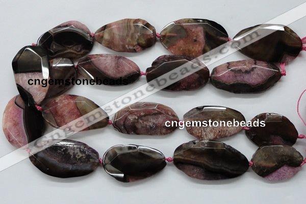 CAA520 15.5 inches 28*40mm faceted nuggets agate druzy geode beads
