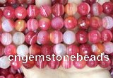 CAA5203 15.5 inches 14mm faceted round banded agate beads