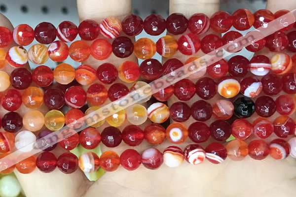 CAA5206 15.5 inches 6mm faceted round banded agate beads