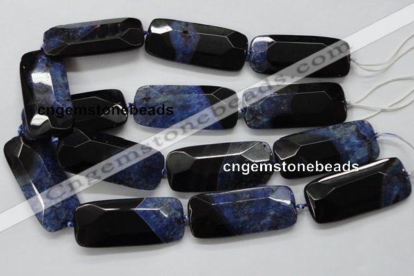 CAA521 15.5 inches 25*56mm faceted rectangle agate druzy geode beads