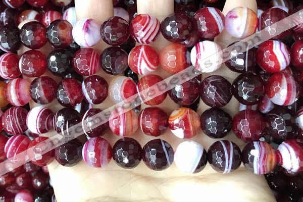 CAA5215 15.5 inches 10mm faceted round banded agate beads