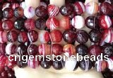 CAA5216 15.5 inches 12mm faceted round banded agate beads