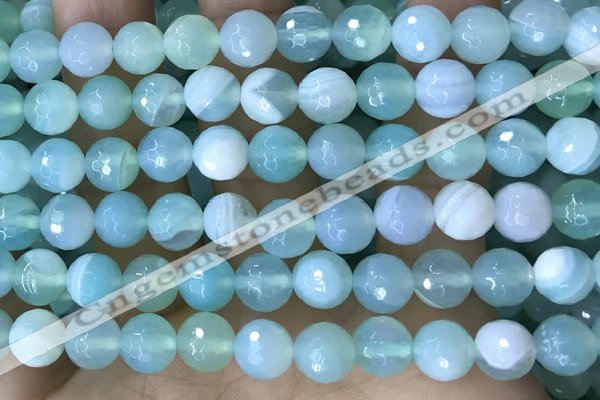 CAA5222 15.5 inches 10mm faceted round banded agate beads