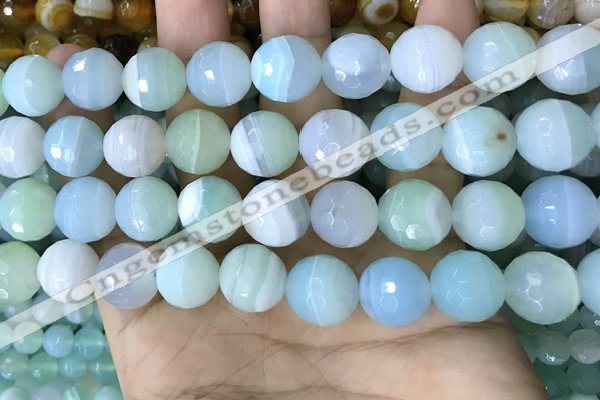 CAA5224 15.5 inches 14mm faceted round banded agate beads