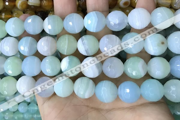 CAA5225 15.5 inches 16mm faceted round banded agate beads