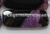 CAA523 15.5 inches 25*56mm faceted rectangle agate druzy geode beads