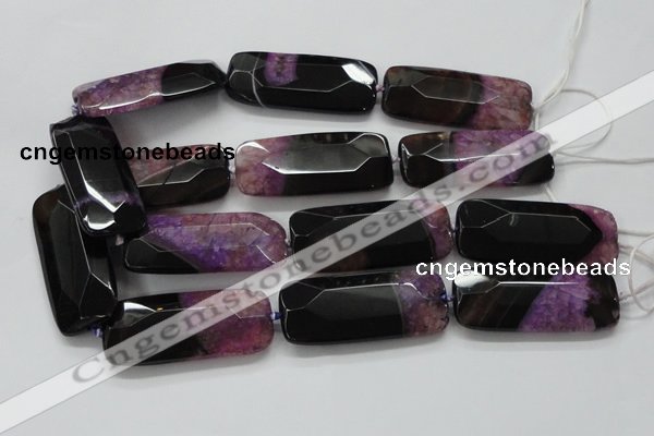 CAA523 15.5 inches 25*56mm faceted rectangle agate druzy geode beads