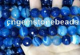 CAA5231 15.5 inches 14mm faceted round banded agate beads