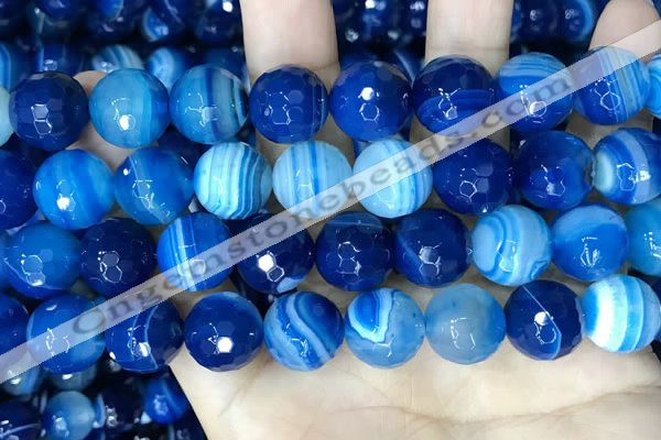 CAA5231 15.5 inches 14mm faceted round banded agate beads