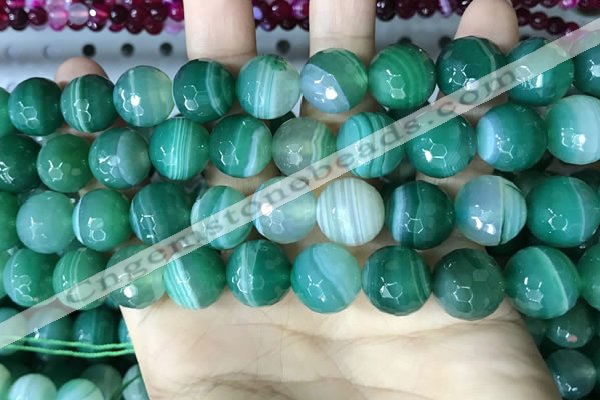 CAA5238 15.5 inches 14mm faceted round banded agate beads