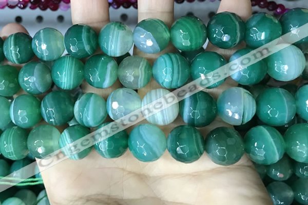 CAA5239 15.5 inches 16mm faceted round banded agate beads