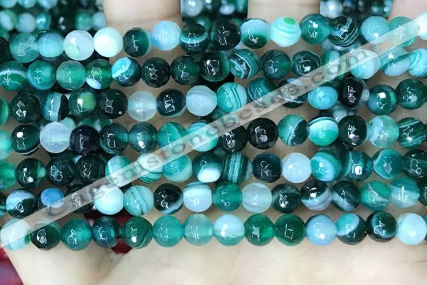 CAA5241 15.5 inches 6mm faceted round banded agate beads