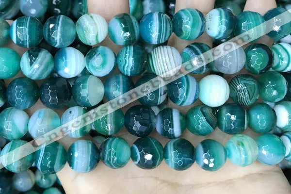 CAA5244 15.5 inches 12mm faceted round banded agate beads