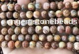 CAA5272 15.5 inches 8mm round natural red crazy lace agate beads