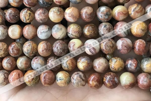 CAA5274 15.5 inches 12mm round natural red crazy lace agate beads