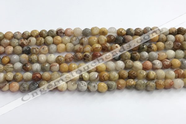 CAA5290 15.5 inches 4mm faceted round crazy lace agate beads wholesale