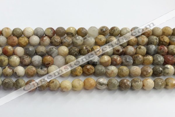 CAA5291 15.5 inches 6mm faceted round crazy lace agate beads wholesale