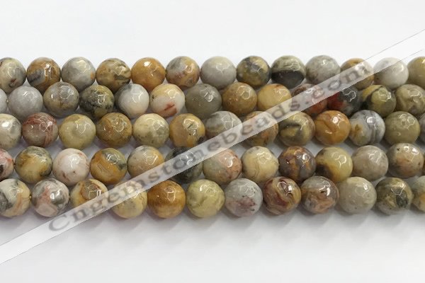 CAA5292 15.5 inches 8mm faceted round crazy lace agate beads wholesale