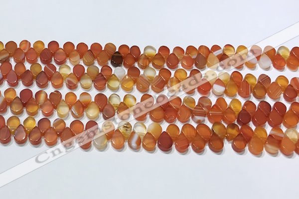 CAA5301 Top drilled 6*8mm flat teardrop line agate beads