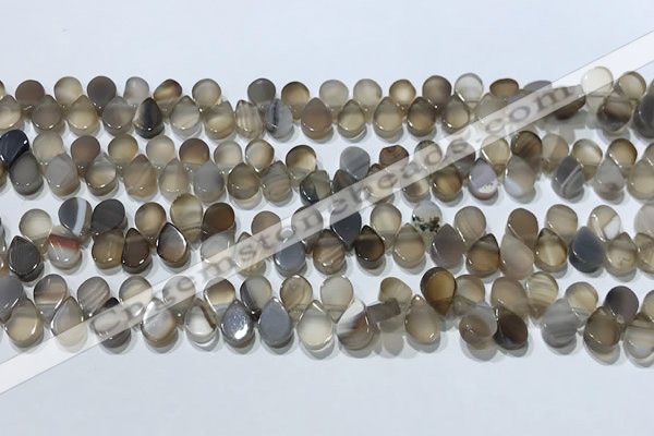 CAA5302 Top drilled 6*8mm flat teardrop line agate beads