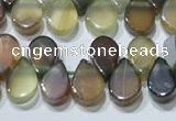 CAA5303 Top drilled 6*8mm flat teardrop line agate beads