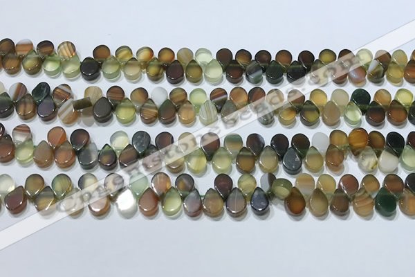 CAA5303 Top drilled 6*8mm flat teardrop line agate beads