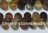 CAA5304 Top drilled 6*8mm flat teardrop line agate beads