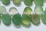 CAA5306 Top drilled 6*8mm flat teardrop line agate beads