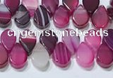 CAA5308 Top drilled 6*8mm flat teardrop line agate beads