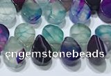 CAA5313 Top drilled 6*8mm flat teardrop line agate beads