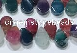 CAA5314 Top drilled 6*8mm flat teardrop line agate beads