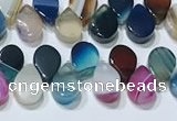 CAA5315 Top drilled 6*8mm flat teardrop line agate beads