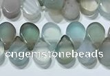 CAA5316 Top drilled 6*8mm flat teardrop line agate beads