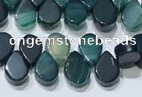 CAA5317 Top drilled 6*8mm flat teardrop line agate beads