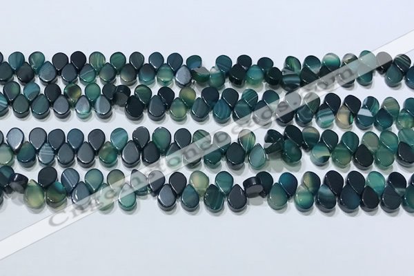 CAA5317 Top drilled 6*8mm flat teardrop line agate beads
