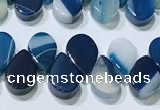 CAA5319 Top drilled 6*8mm flat teardrop line agate beads