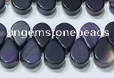 CAA5320 Top drilled 6*8mm flat teardrop line agate beads