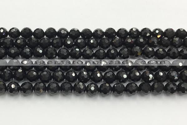 CAA5338 15.5 inches 8mm faceted round black onyx beads wholesale