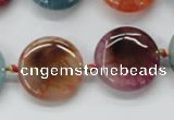 CAA543 15.5 inches 20mm flat round dyed madagascar agate beads