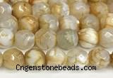 CAA5503 15 inches 6mm faceted round fire crackle agate beads