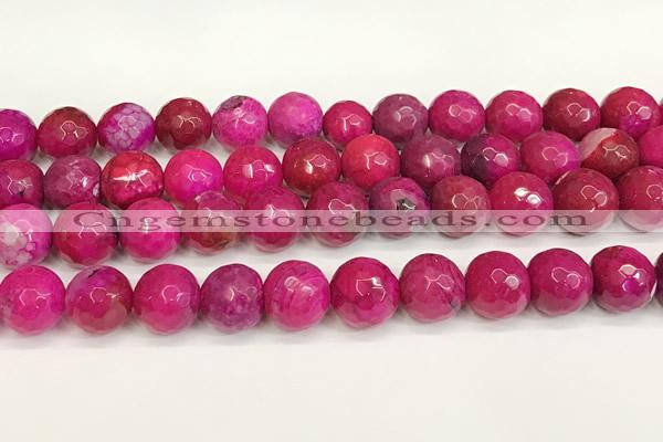 CAA5542 15 inches 12mm faceted round fire crackle agate beads