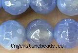 CAA5551 15 inches 8mm faceted round AB-color banded agate beads