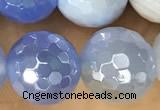 CAA5552 15 inches 10mm faceted round AB-color banded agate beads